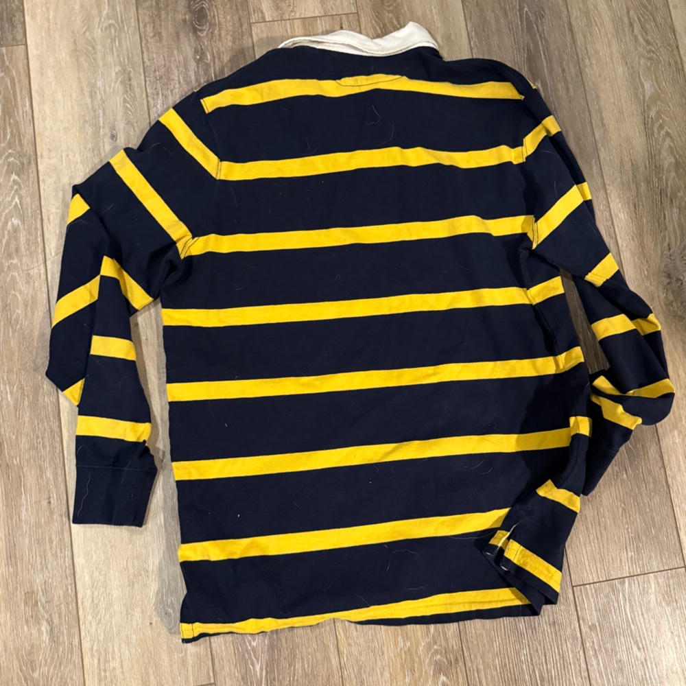 Striped Navy and Yellow Polo Shirt - Picture 3 of 3